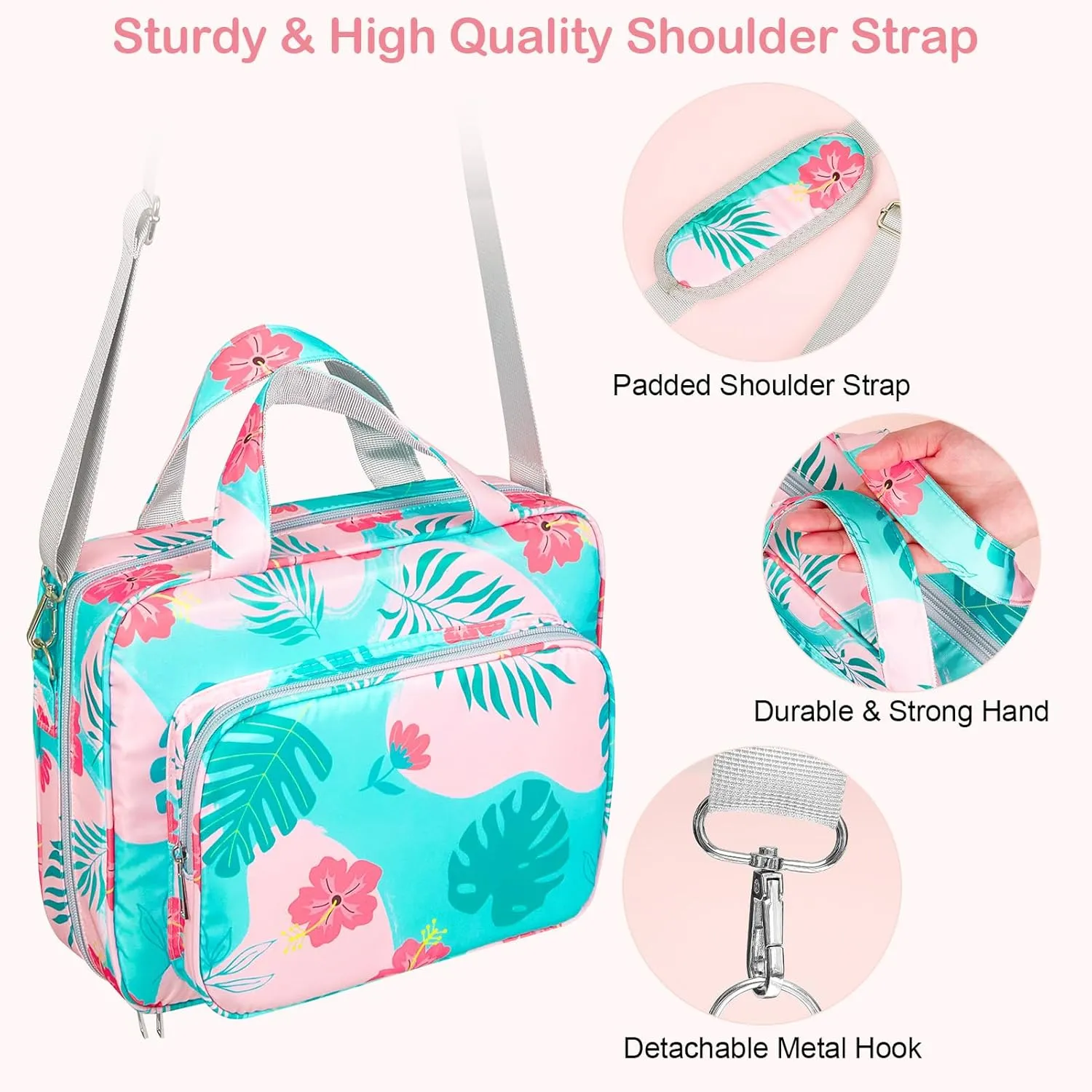 ICOSY Bible Cover Case for Women Girls, Bible Cover Large Bible Bag with Detachable Shoulder Strap for Bible Study Supplies