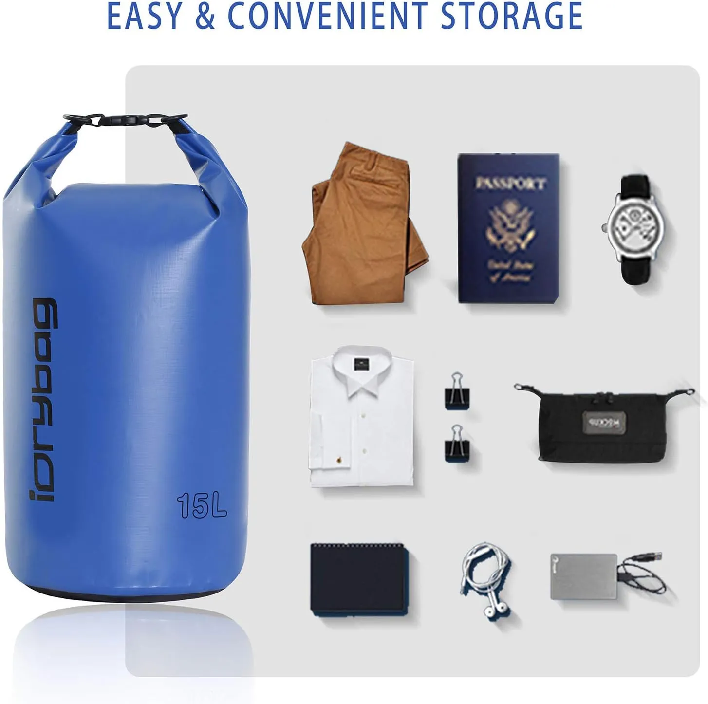 IDRYBAG Dry Bags for Kayaking Waterproof 2L/5L/10L/15L/20L, Small Dry Bag Waterproof Floating, Dry Sack Waterproof Bag for Paddleboarding Travel