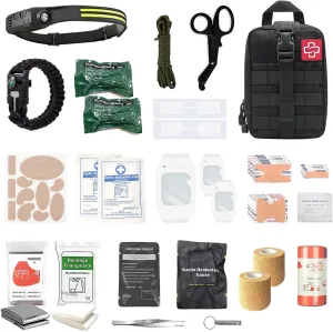 IFAK Trauma First Aid Kit, Hemostatic Gauze to Control Severe Bleeding, 6” Israel Compression Bandages, Emergency Wound Closures Adhesive Bandages for Tactical Military Car Travel Hiking