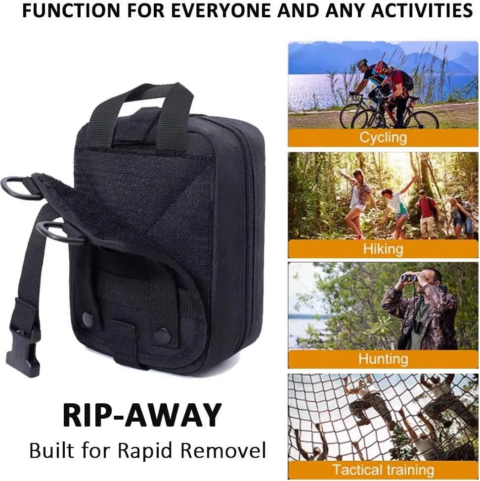 Ifak Trauma Kit, 74 Piece Upgrade Tactical First Aid Supplies, Molle Ifak Pouch Rip Away Refill Supplies for Survival Camping Hiking Travel