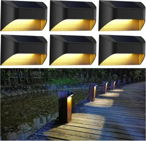 ILLSTAR Solar Fence Lights，Deck & Step & Stair Light ，3 CCT Color Warm White/Daylight/Cool White Options,for Yard Garden Deck Fence Step Waterproof（6-Pack）