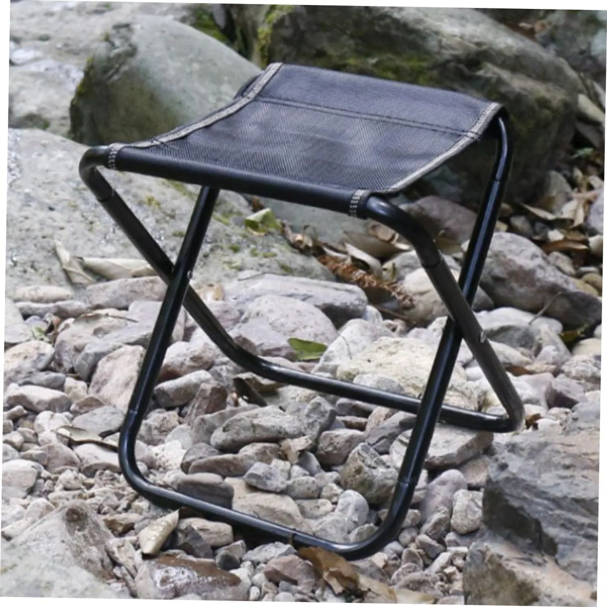 IMIKEYA Portable Folding Stool Chairs Outdoor Stool Fold up Chair Fold up Stool Camping Stool Folding Camping Chair Folding Stools for Adults Portable Travel Stool Small Stool Canvas Black