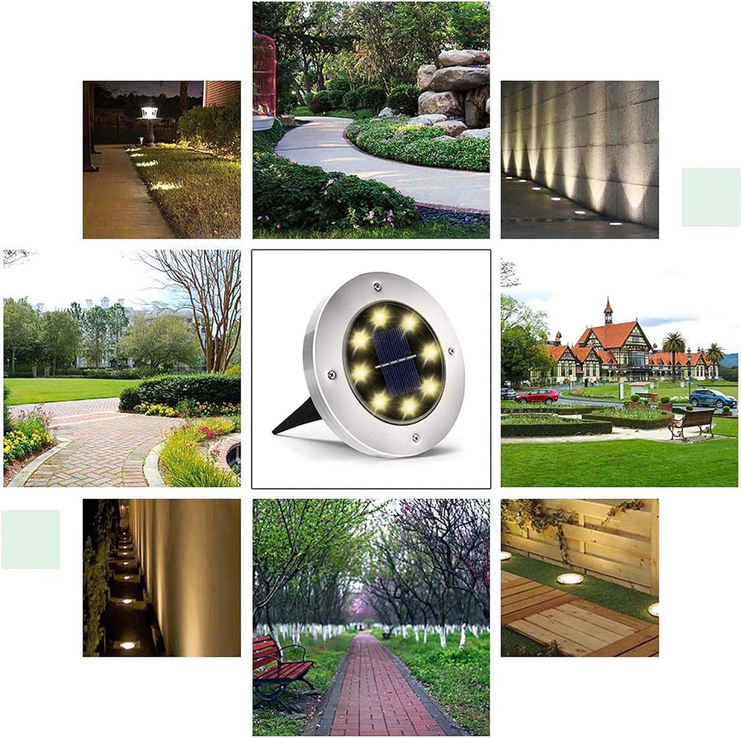 INCX Solar Lights Outdoor Waterproof,16 Pack Solor Ground Light for Outside, Solar Garden Lights Landscape Lighting for Patio Pathway Lawn Yard Deck Driveway Walkway, Warm White