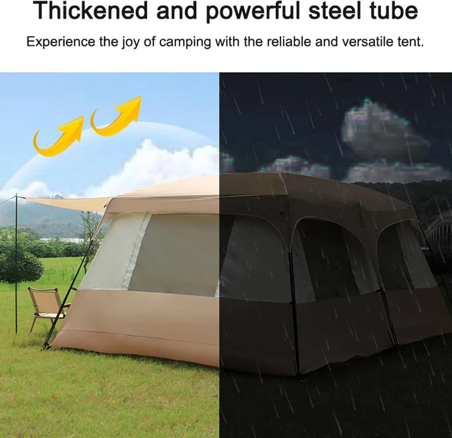 Indian Tent Tipi Outdoor Double Layer Camping Tower Tent Family Camping Tent Yurt Teepee Tent for Outdoor Hiking 3-4 Person