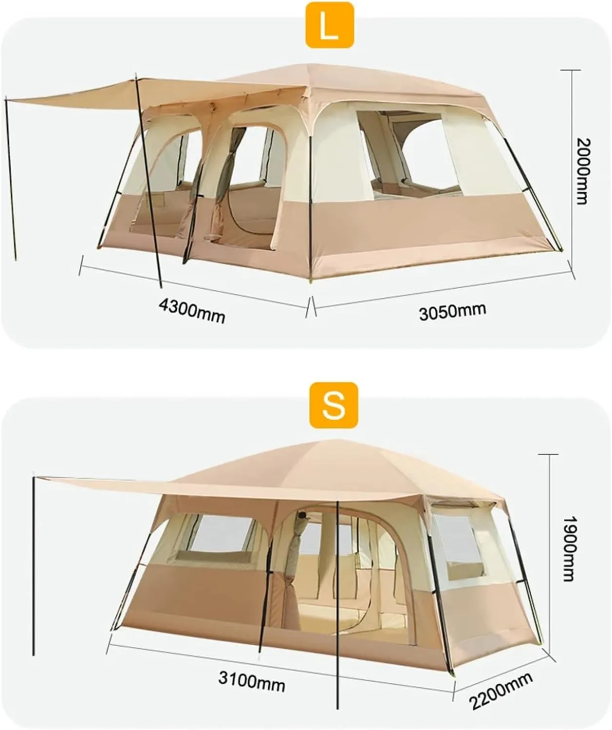 Indian Tent Tipi Outdoor Double Layer Camping Tower Tent Family Camping Tent Yurt Teepee Tent for Outdoor Hiking 3-4 Person