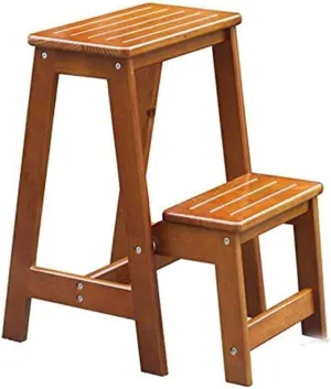 Indoor Climbing Stool, Step Stool Solid Wood Household Folding Step Ladder Stool Dual-Use Climbing Ladder Shoes Bench Stairs Chair