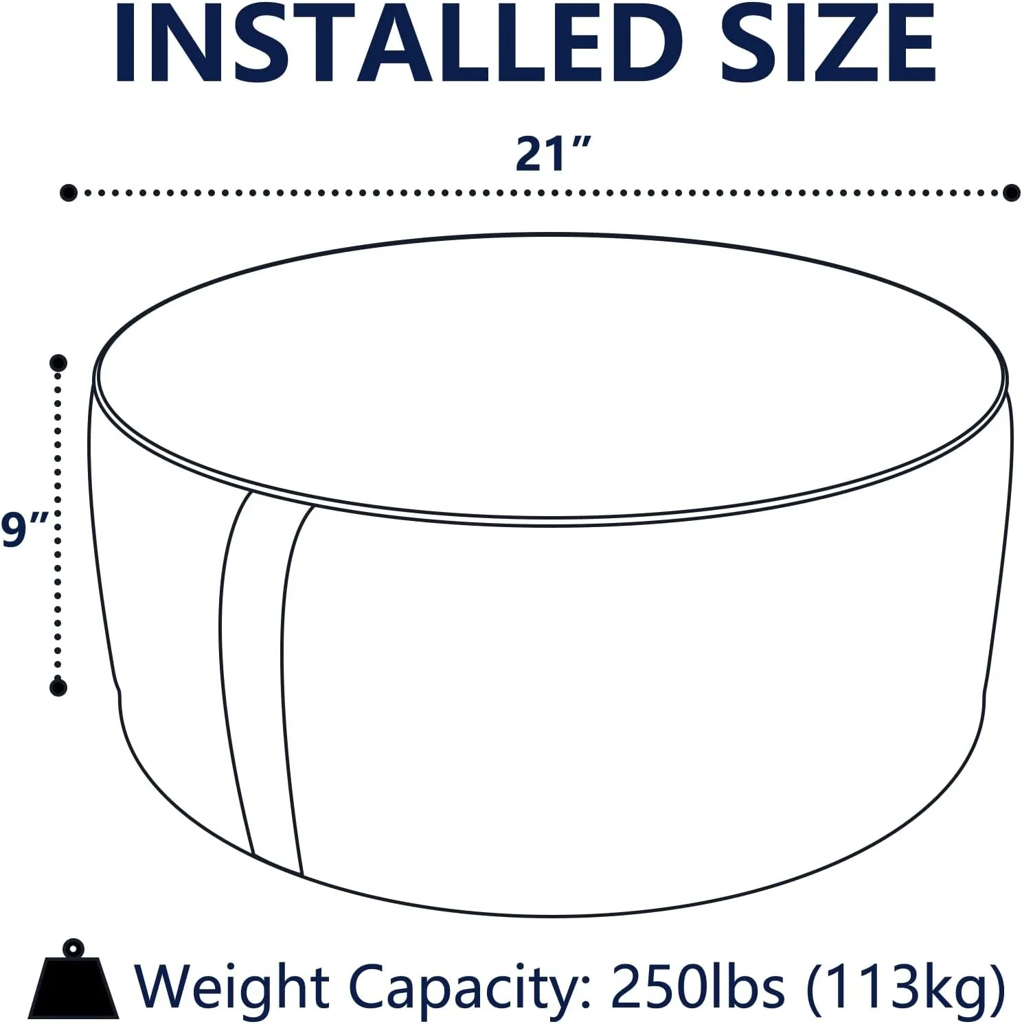 Indoor/Outdoor Inflatable Ottoman D21 x H9 inch, Round Footstool Inflatable Foot Rest Ottoman with Handle, Portable Ottomans Pouf for Patio, Garden, Camping, Home, Cabana Black