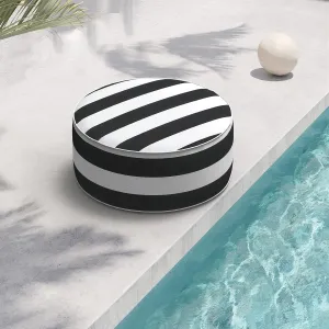 Indoor/Outdoor Inflatable Ottoman D21 x H9 inch, Round Footstool Inflatable Foot Rest Ottoman with Handle, Portable Ottomans Pouf for Patio, Garden, Camping, Home, Cabana Black