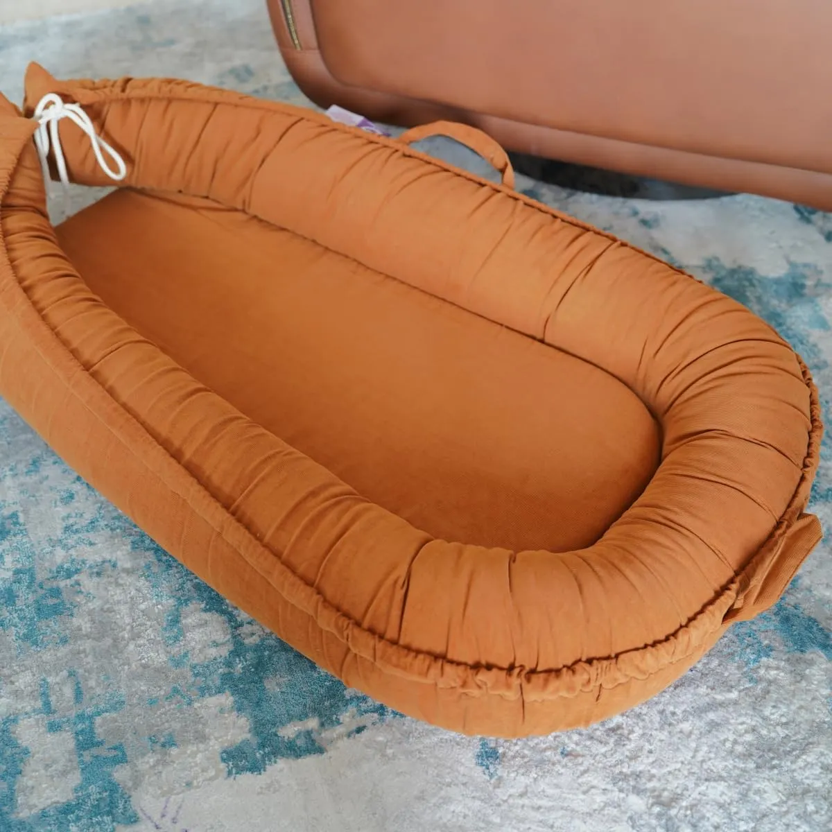 Infant Lounger, Baby Nest Cover for Baby Girls & Boys, Newborn Essentials for Baby 0-12 Months, 100% Cotton Breathable, Portable Travel Bed (GoldenBrown, Corduroy)