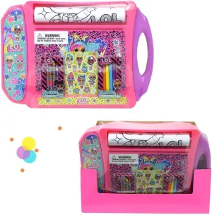 Innovative Designs L.O.L. Surprise! Roller Art Desk - Arts and Crafts Mess Free Coloring Activities for Kids, Roller Art Paper, Crayons, Markers, Stickers - 20  Pcs