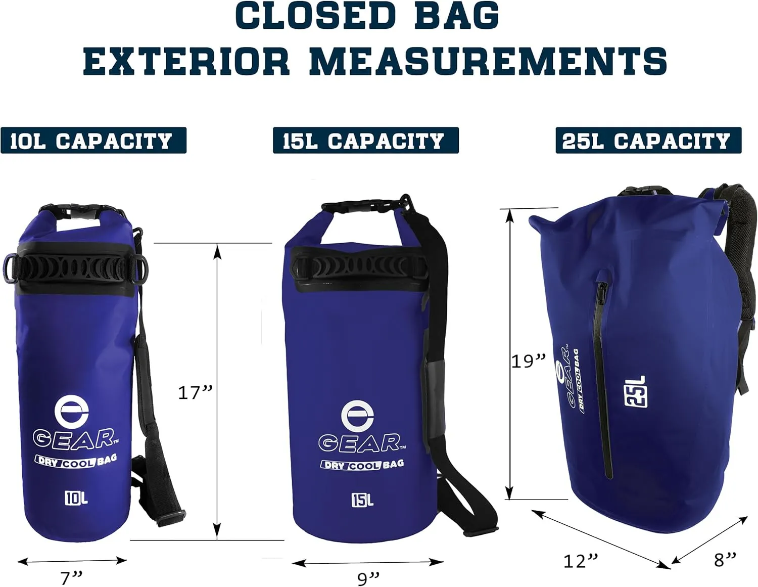 Insulated Dry Bag Floating Cooler – 10L / 15L / 25L Roll Top, Leak Proof, Waterproof, Collapsible, with Padded Shoulder Strap - Perfect for Kayaking Fishing Beach