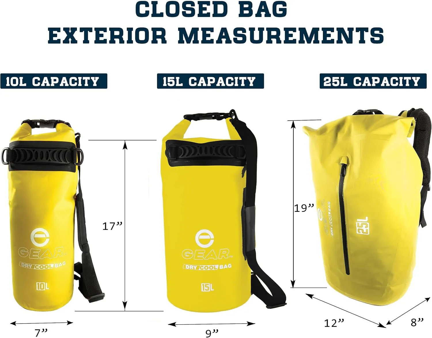 Insulated Dry Bag Floating Cooler – 10L / 15L / 25L Roll Top, Leak Proof, Waterproof, Collapsible, with Padded Shoulder Strap - Perfect for Kayaking Fishing Beach