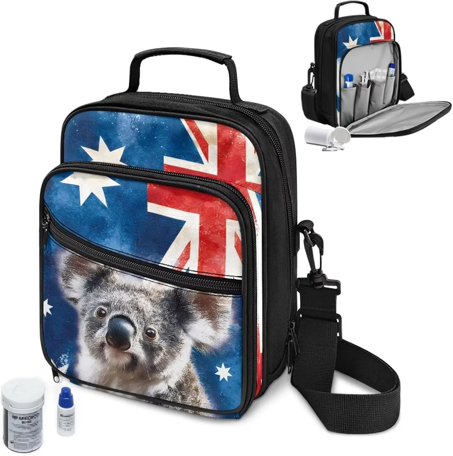 Insulin Travel Case, Australia Diabetes Supplies Bag, Diabetic Medication Organizer Bag with Shoulder Strap for Diabetic Supplies