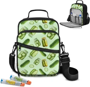 Insulin Travel Case, Cucumber Diabetes Supplies Bag with Shoulder Strap for Glucose Meter and Diabetic Supplies