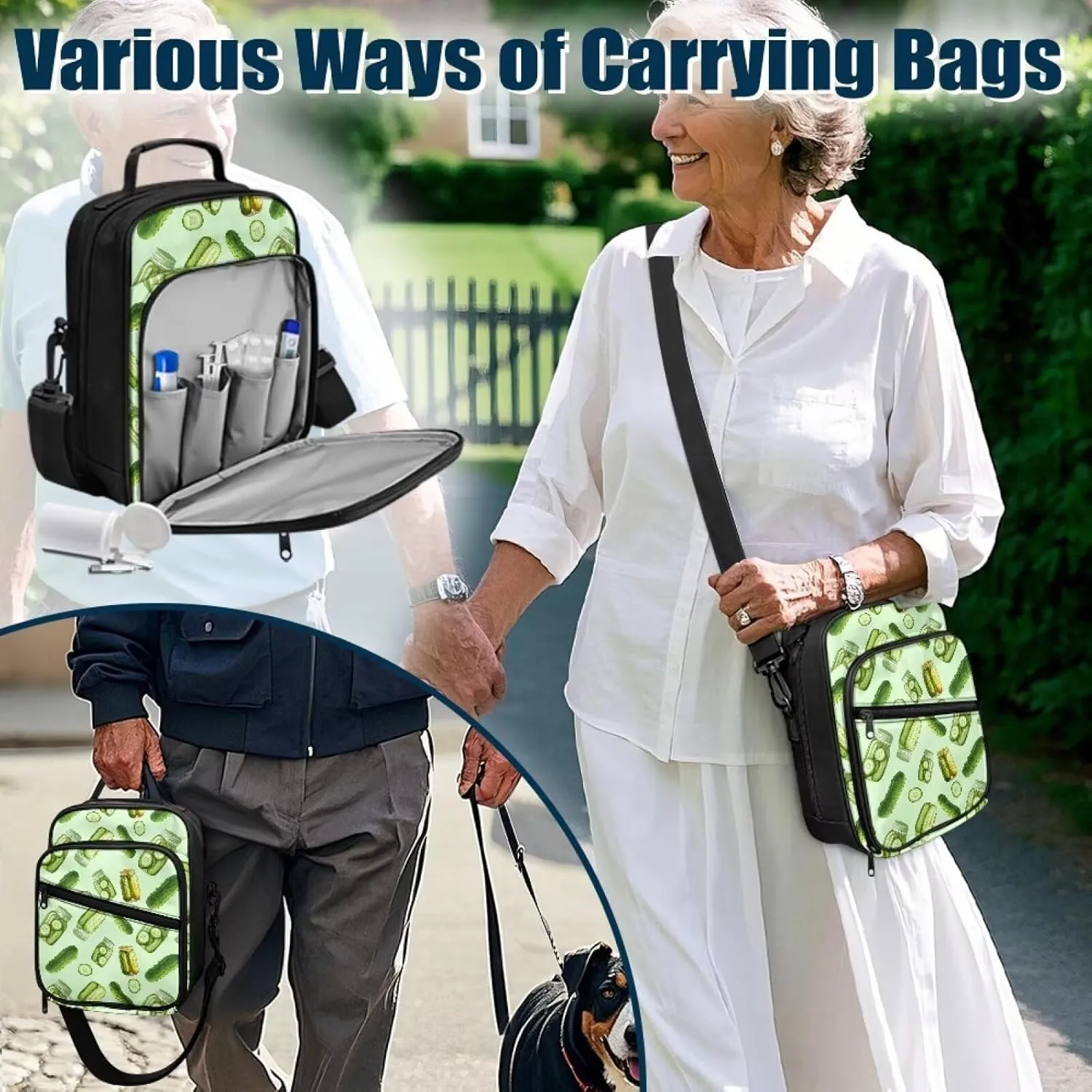 Insulin Travel Case, Cucumber Diabetes Supplies Bag with Shoulder Strap for Glucose Meter and Diabetic Supplies