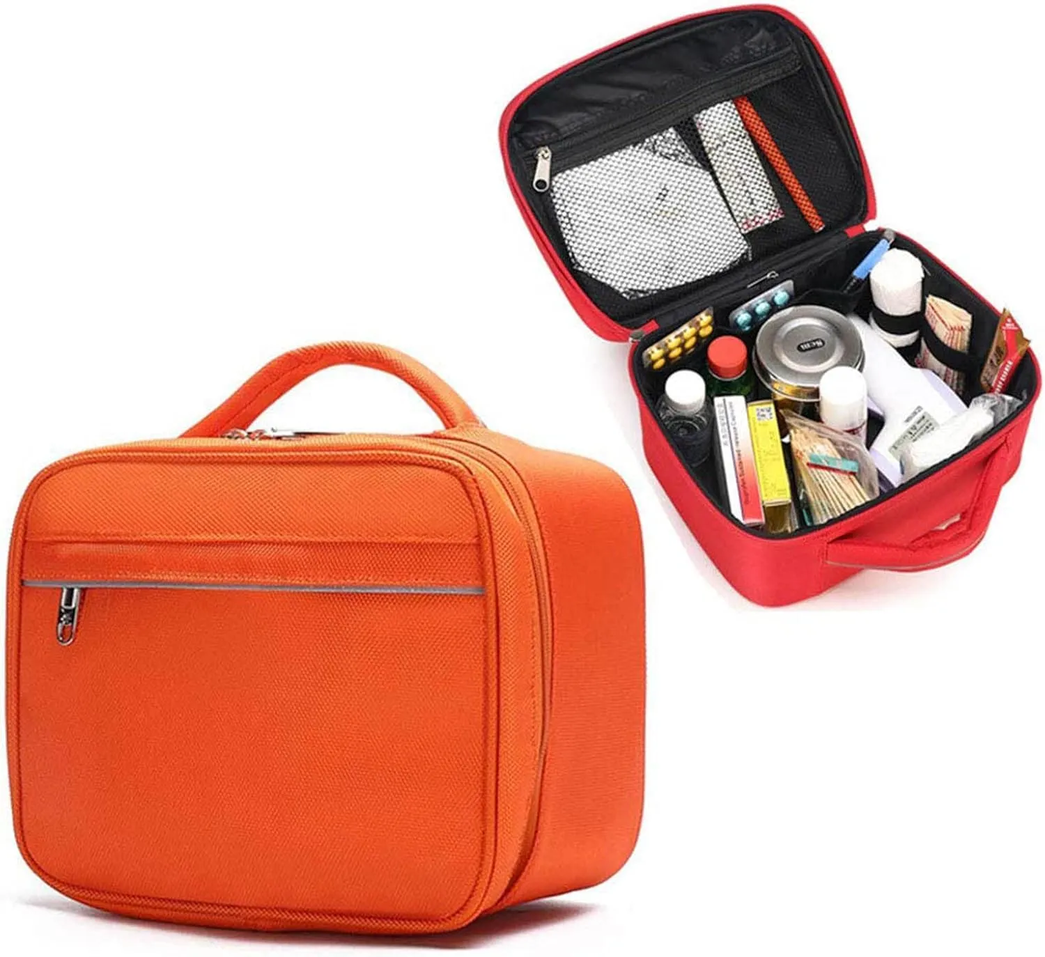 IOCCIOBB First Aid Bag, Small Portable Medicine Bag, Compact First Aid Kit Bag, Pouch Lightweight Medicine Storage Bag(Orange)