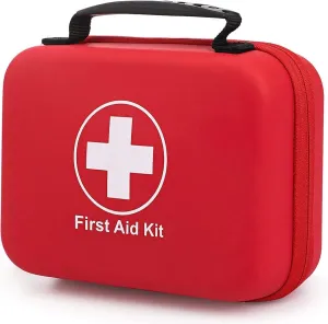 IOCCIOBB Portable First Aid Kit Bag, Red Semi-Rigid Waterproof Medical Emergency Kit,Survival Emergency Box, for Home and Travel, Camping, Office