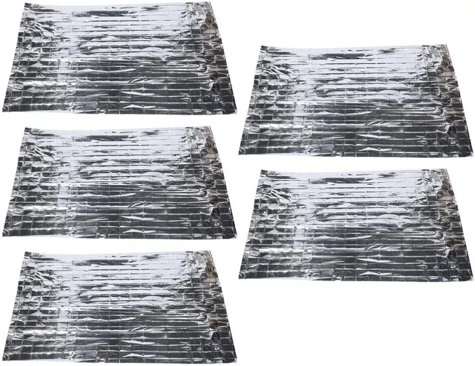 iplusmile 5pcs Emergency Thermal Blankets for First Aid Windproof Portable Lightweight Dual-Sided for Outdoor Activities Travel