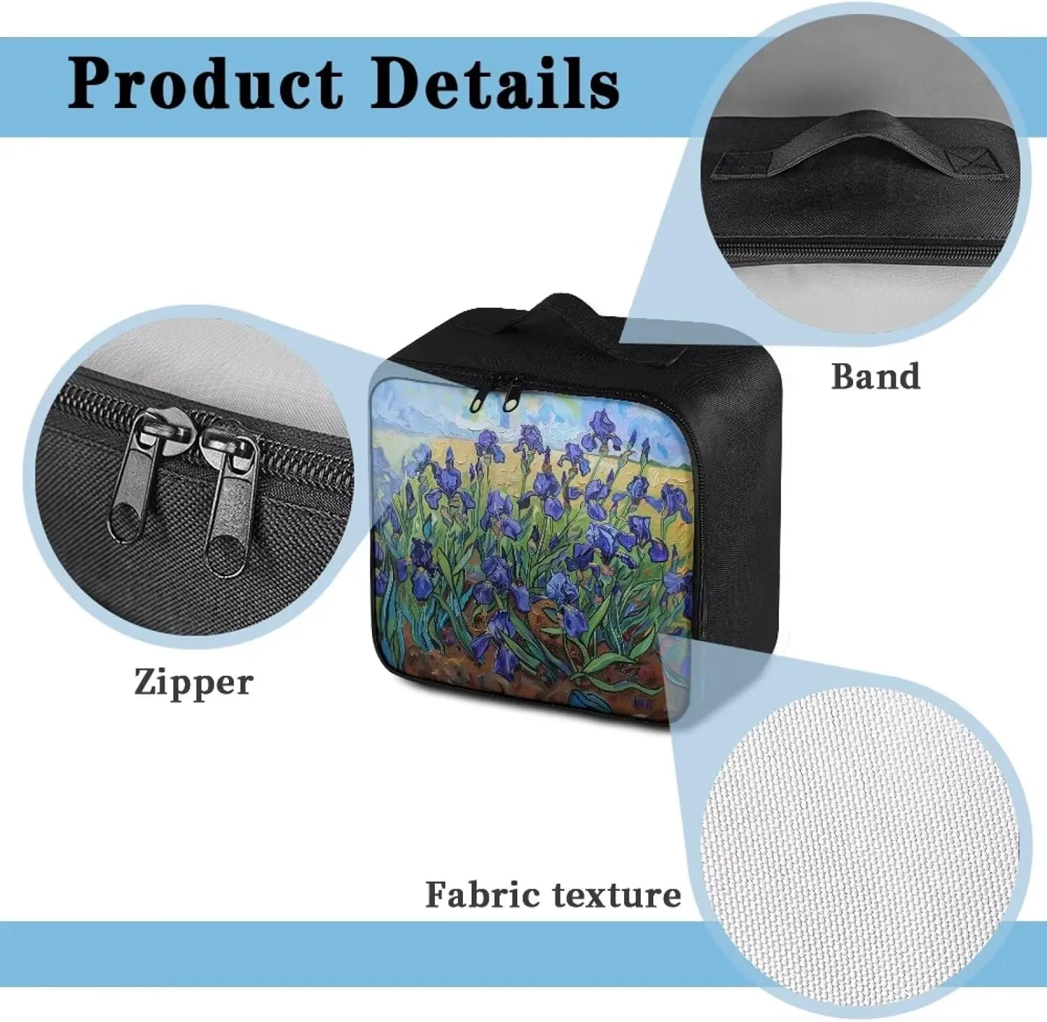 Irises First Aid Kit Bag Empty Medium Flowers First Aid Pouches Empty Medium Empty Emergency Trauma Kit Organizer Bag for Hiking, Camping, Car, Travel, Home and Outdoor