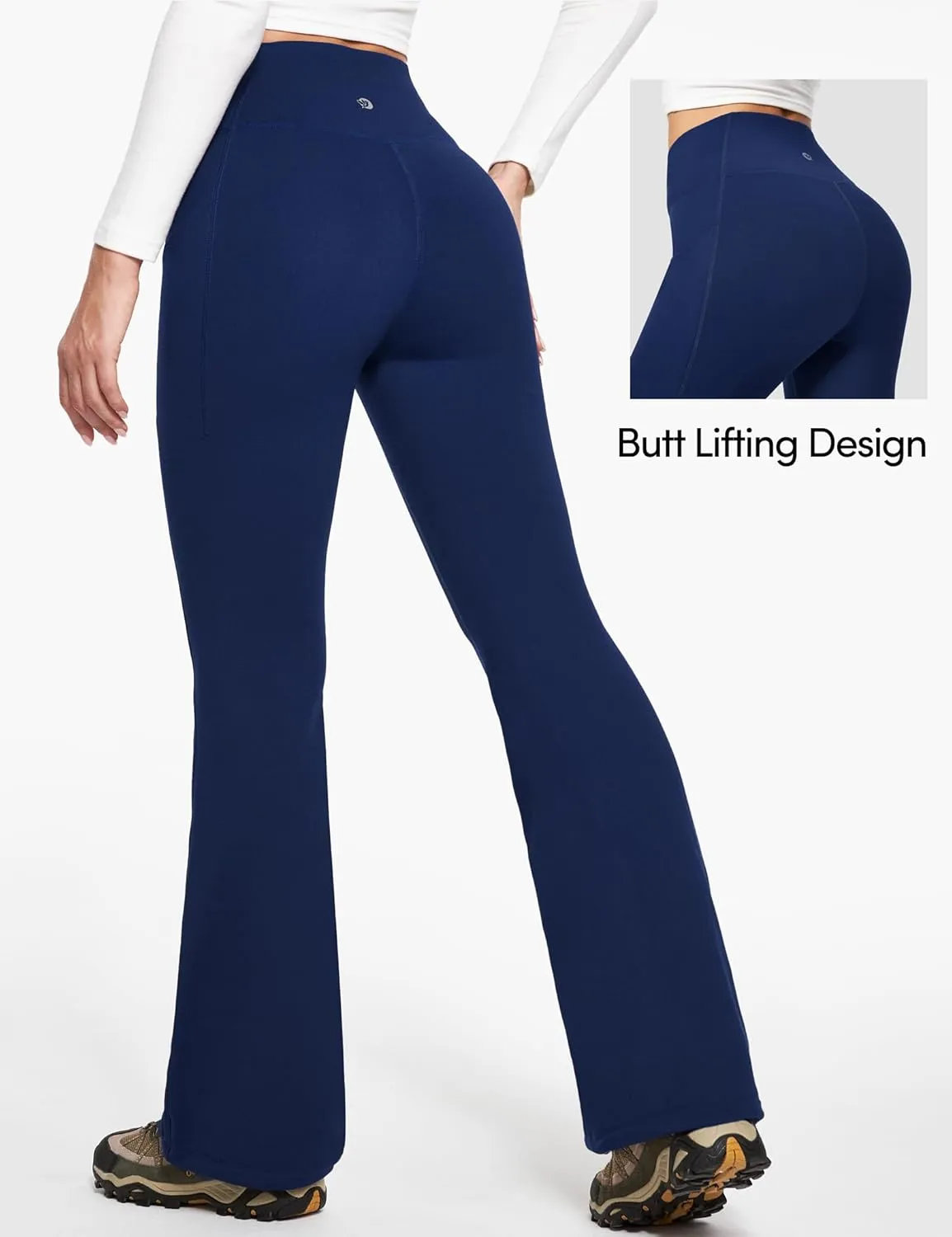 IUGA Fleece Lined Pants Women Water Resistant Hiking Pants Winter Flare Leggings with Pockets Bootcut Thermal