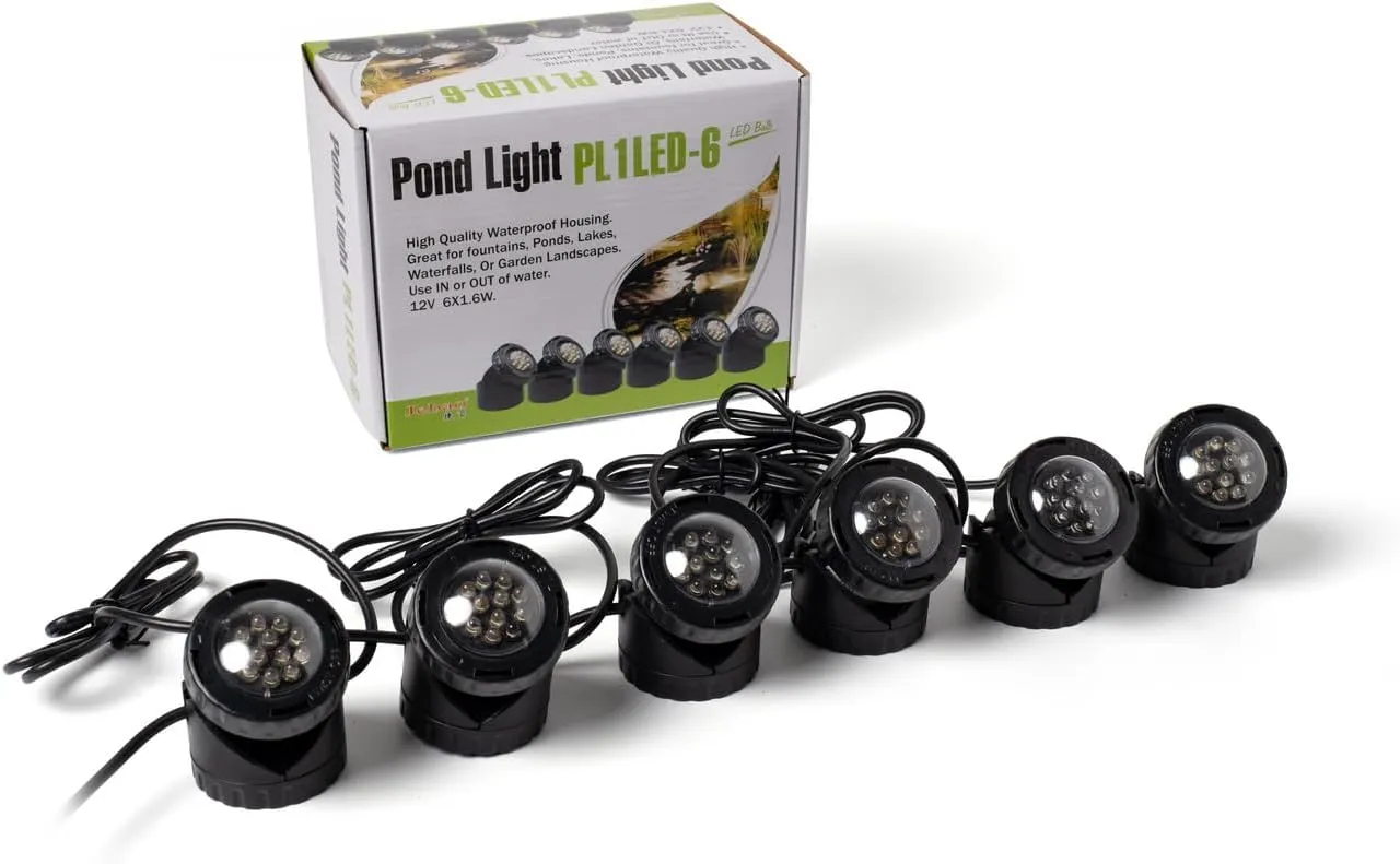 Jebao Underwater Fountain Pond Submersible LED Light with Photocell Sensor, Set of 6