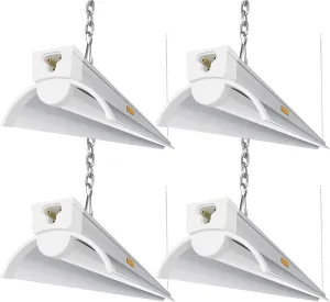 JESLED 4FT LED Shop Light 12000LM | 50-70-90W Adjustable Power | 5000K Daylight Linear Fixture | Linkable Hanging/Flush Mount for Garage, Basement, Workshops | ETL Certified