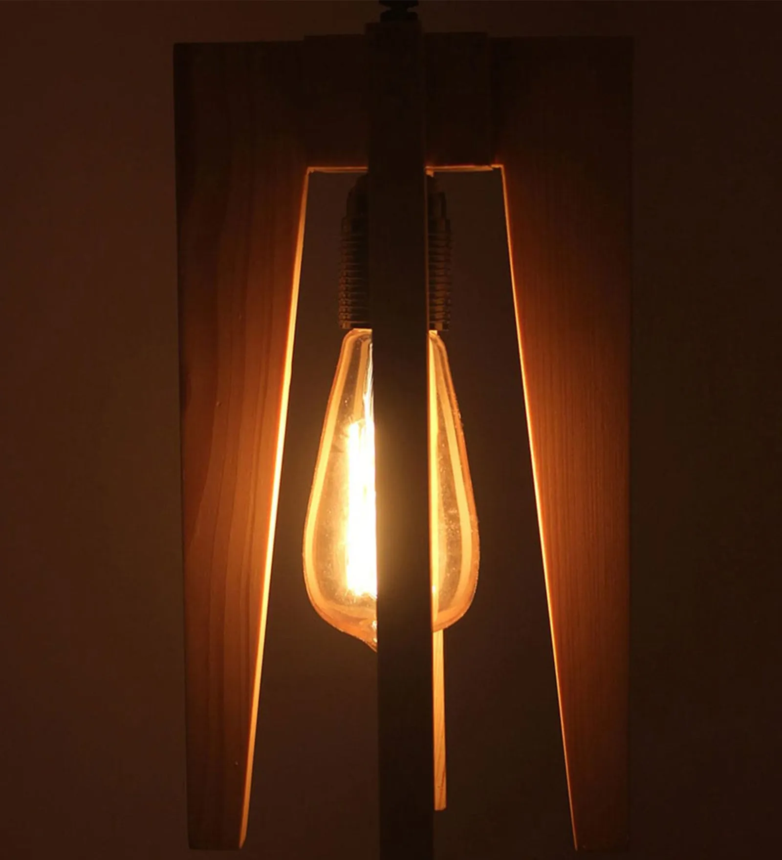 Jet Brown Wooden Single Hanging Lamp (BULB NOT INCLUDED)