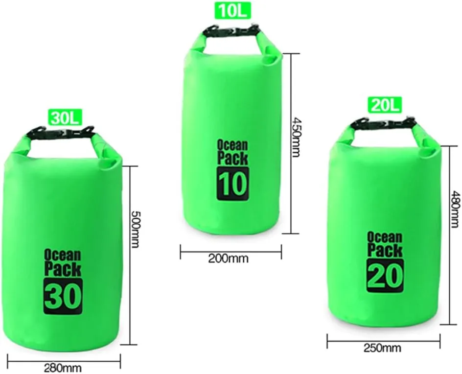 JIAN YA NA Waterproof Dry Bags Roll Top Dry Compression Sack Keeps Gear Dry Bags with Adjustable Strap for Outdoor Kayaking, Beach, Rafting, Boating,Bonus Waterproof Phone Case (Green, 10L)