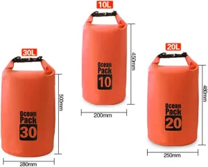 JIAN YA NA Waterproof Dry Bags Roll Top Dry Compression Sack Keeps Gear Dry Bags with Adjustable Strap for Outdoor Kayaking, Beach, Rafting, Boating,Bonus Waterproof Phone Case (Orange, 30L)