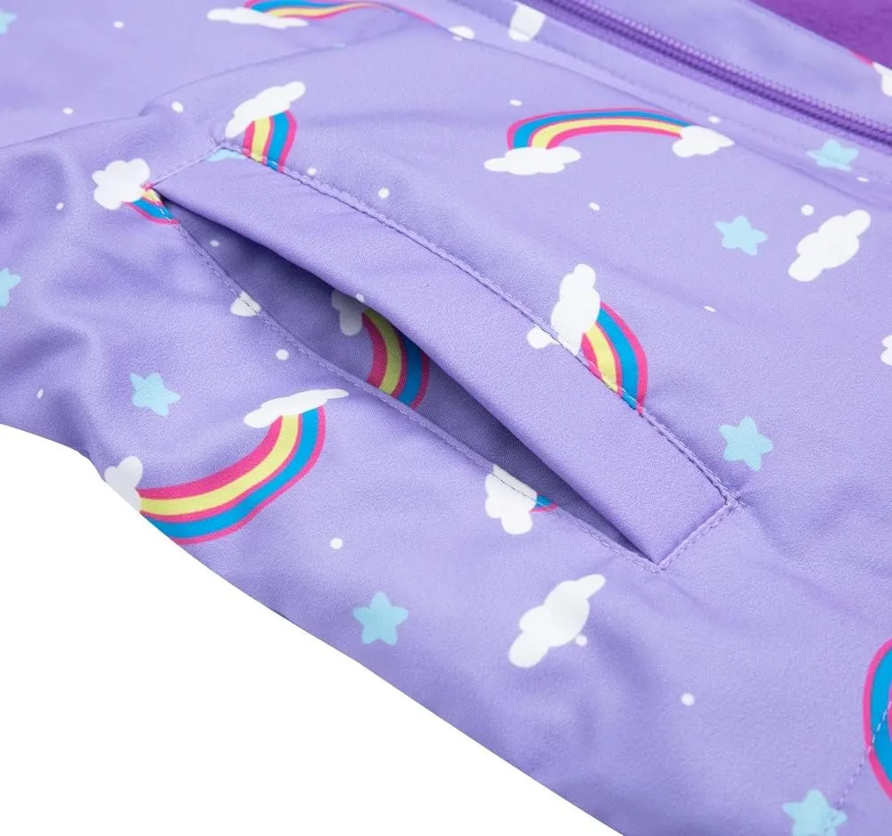 Jingle Bongala Kids Waterproof Rain Jackets Lightweight Raincoats Fleece & Knitted Lining Hooded Windbreaker for Boys Girls