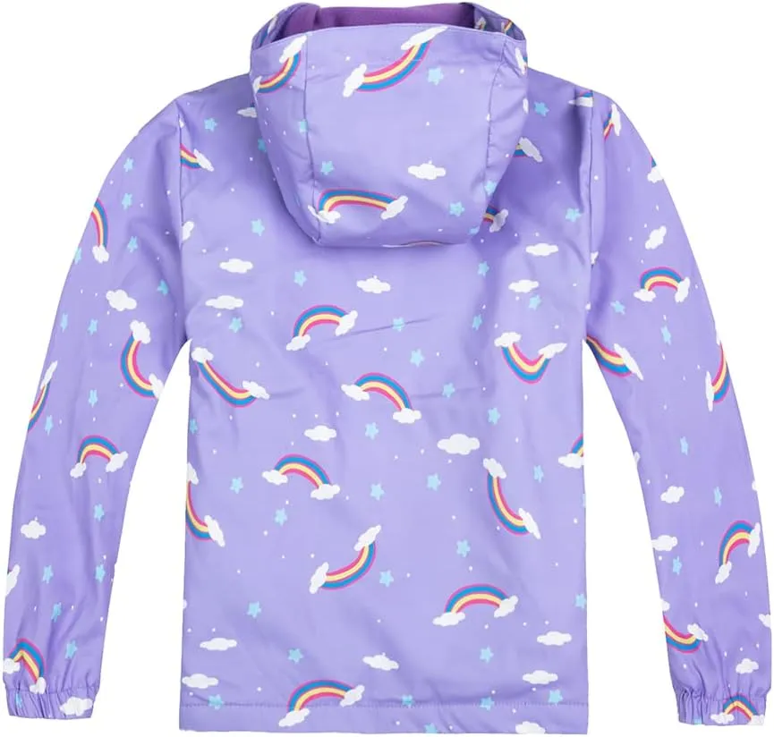 Jingle Bongala Kids Waterproof Rain Jackets Lightweight Raincoats Fleece & Knitted Lining Hooded Windbreaker for Boys Girls