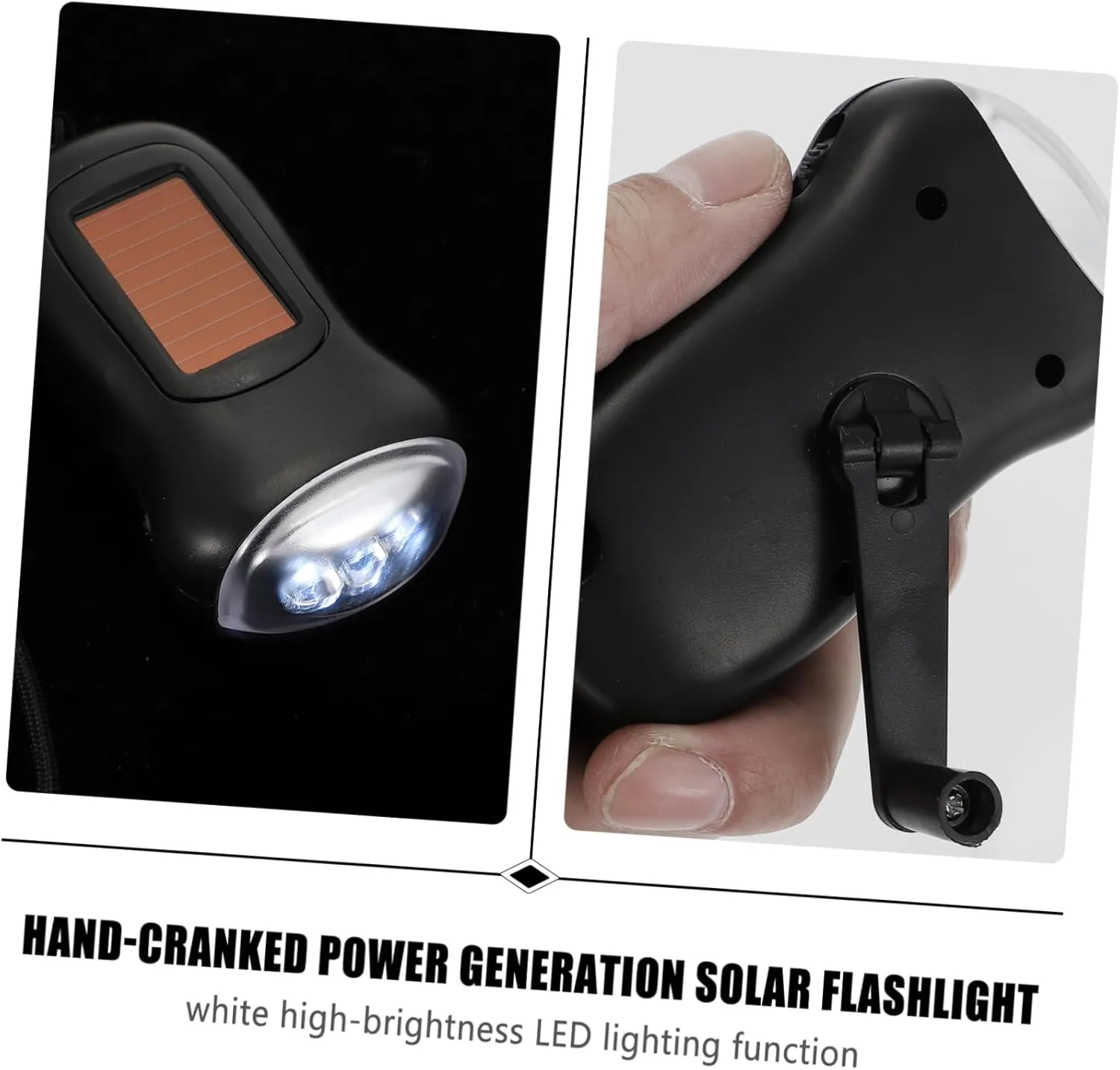 jojofuny 3pcs Emergency Flashlight Hand Crank Torch Led Portable Outdoor 3 Led Beads Long Distance Illumination Anti-Lost Strap Design