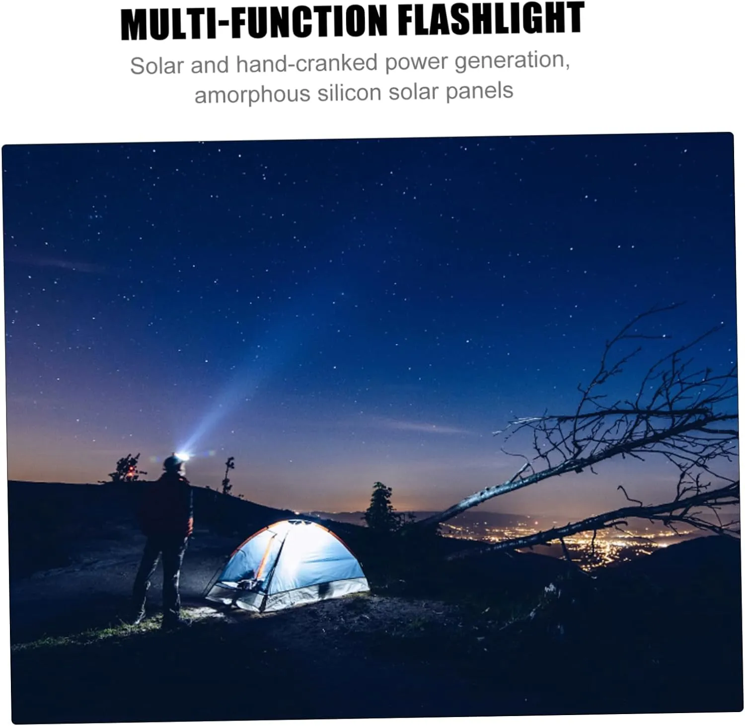 jojofuny 3pcs Emergency Flashlight Hand Crank Torch Led Portable Outdoor 3 Led Beads Long Distance Illumination Anti-Lost Strap Design