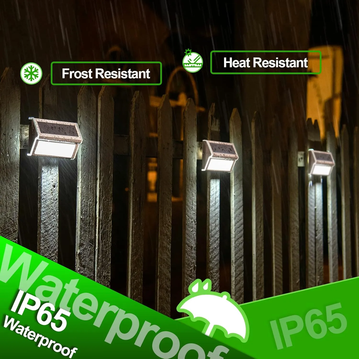 JSOT Solar Outdoor Lights Waterproof - Solar Fence Lights with 9 LED Stair Light for Outside Deck Garden Backyard Patio Yard Wall Step Pool Post Lamp Lighting, Cool White Light, 10 Pack
