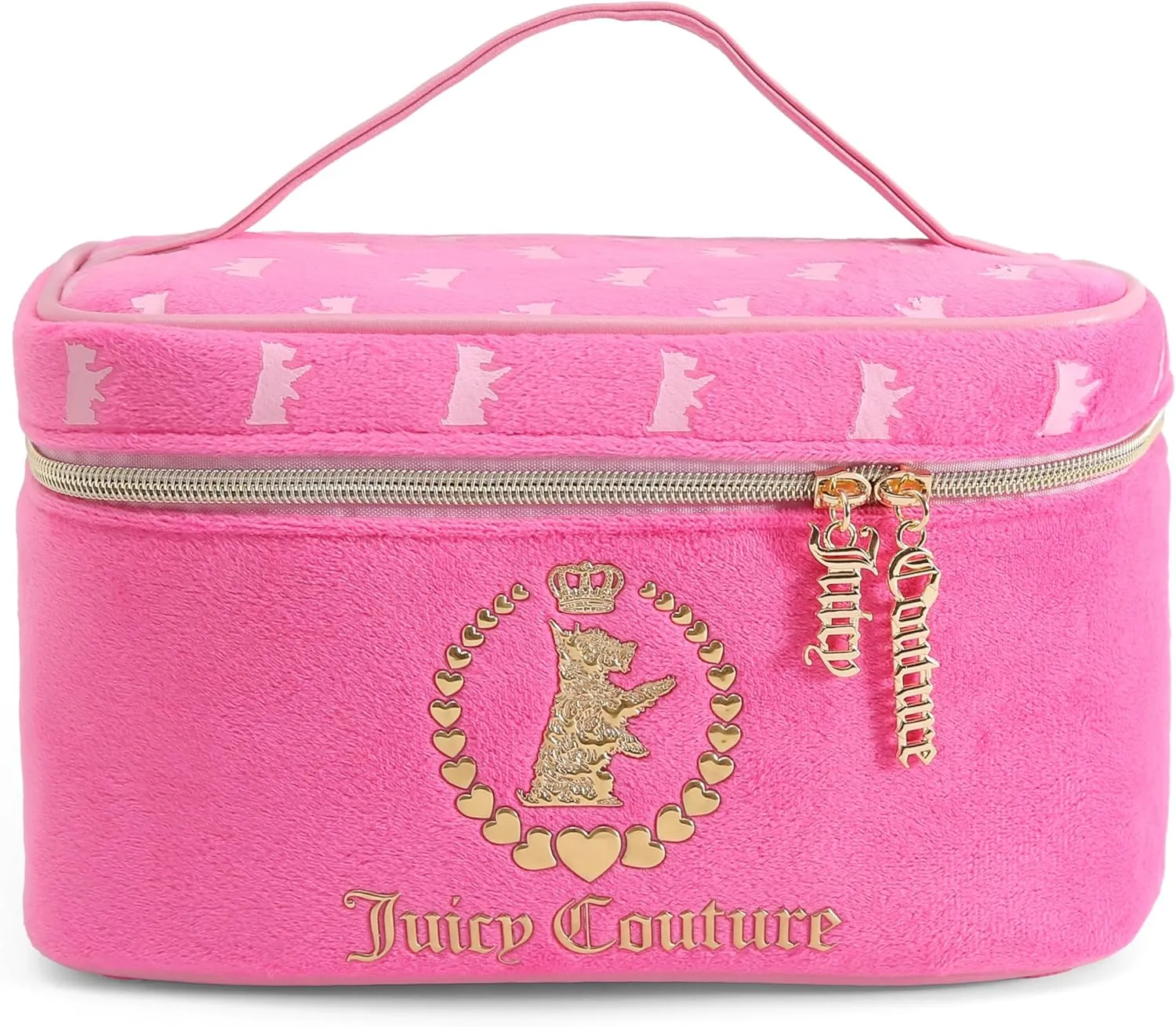 Juicy Couture Pink Terry Velour With Printed Dog Trian Bag