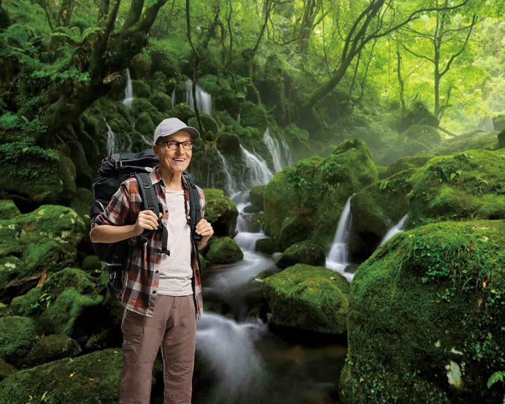 Jungle Forest Photography Backdrop 10x8ft Tropical Rainforest Green Rock Mountain Stream Background Natural Scenery Camping Party Decorations Backdrops Photo Studio Props