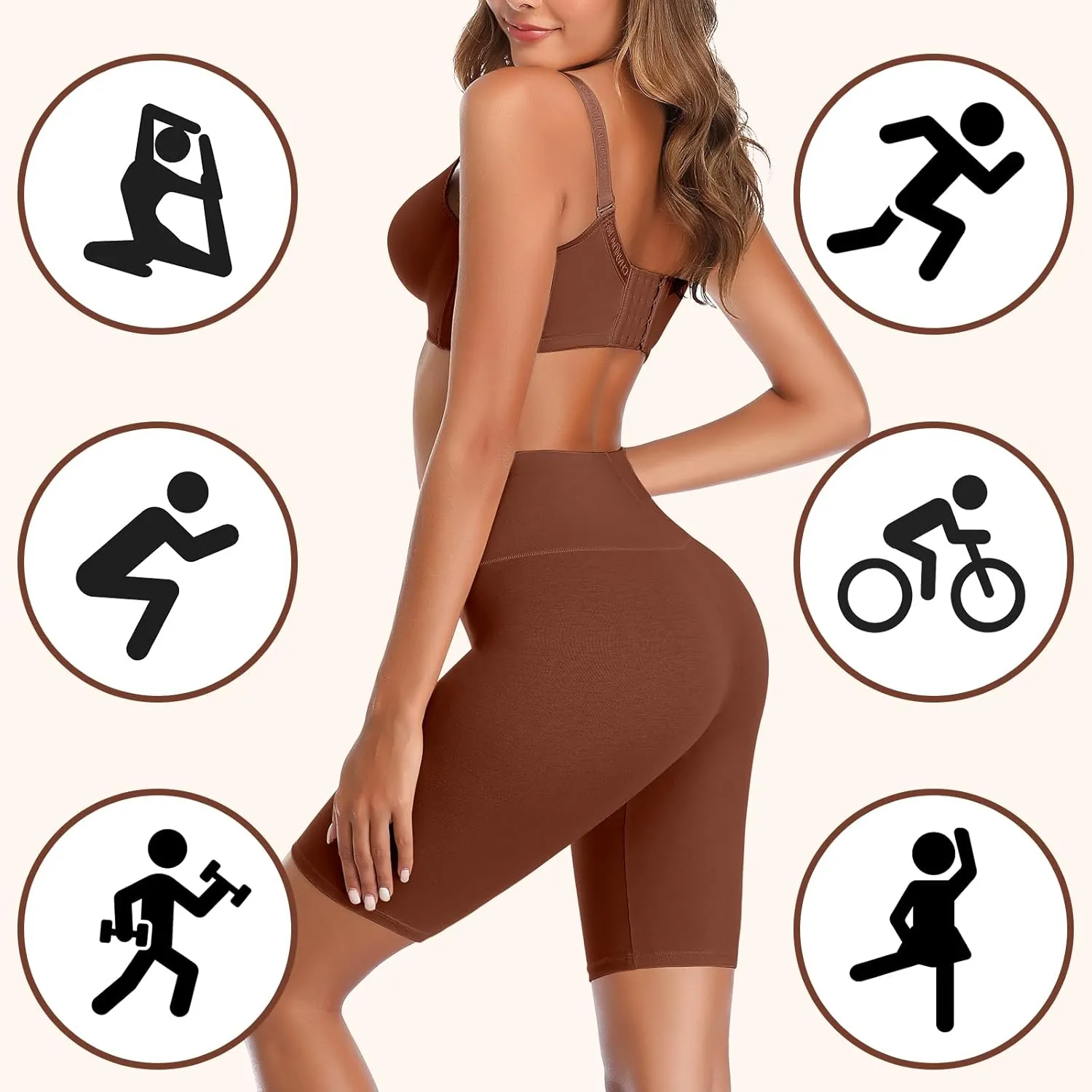 K-CHEONY Women's High Waisted Biker Anti Chafing Cotton Slip Boy Underwear Yoga Workout Shorts