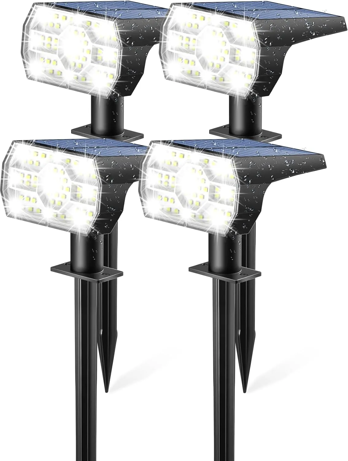 Kaxiida Solar Lights Outdoor Waterproof IP68, 3 Lighting Models Solar Powered Spot Lights Outdoor, 56LED Light Dusk to Dawn for Yard Patio Garden Pathway Landscape Lighting