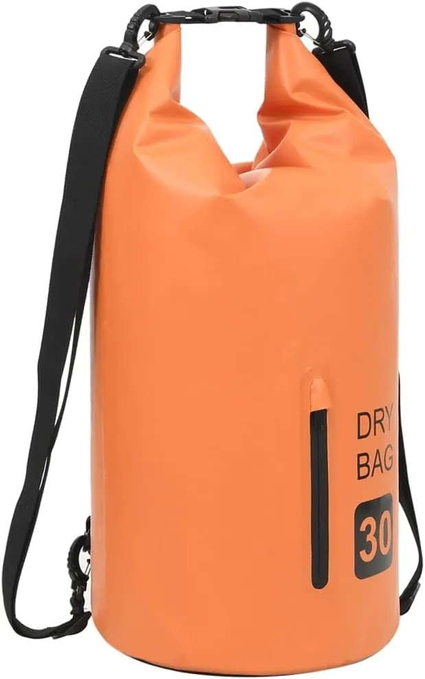 Keep Valuables Dry with Waterproof Dry Bag, Zipper Closure, Lightweight PVC, 7.9 Gallons, Orange and Black