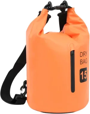 Keep Valuables Dry with Waterproof Storage Bag, Durable PVC, Easy Carry Design, 4 Gallon Capacity, Orange & Black