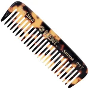 Kent 93T TY Wide Tooth Men's Comb, for Mustache and Beard ideal for Facial Hair, Small Pocket Sized Travel Detangler Comb, Saw-Cut Hand polished Made in England