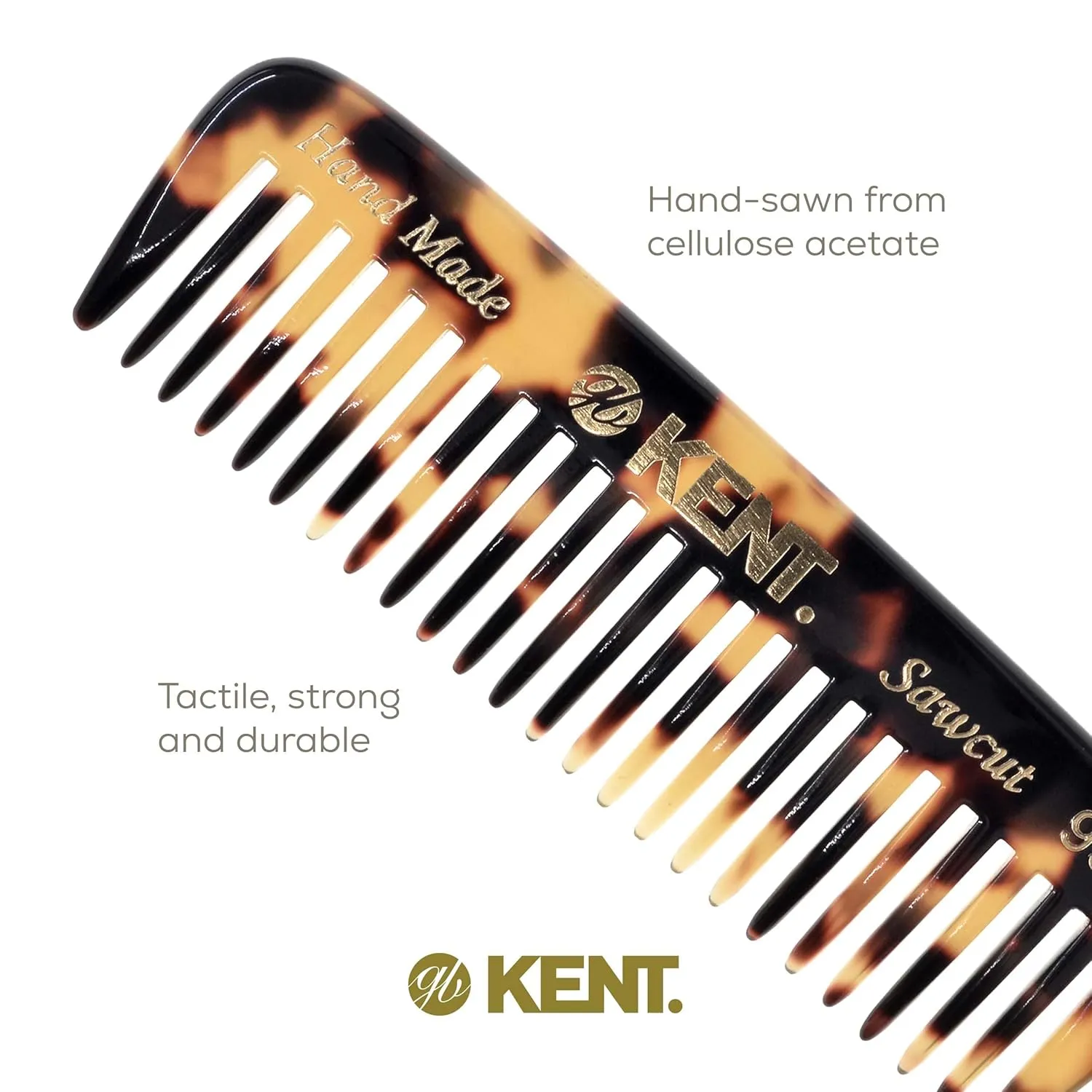 Kent 93T TY Wide Tooth Men's Comb, for Mustache and Beard ideal for Facial Hair, Small Pocket Sized Travel Detangler Comb, Saw-Cut Hand polished Made in England
