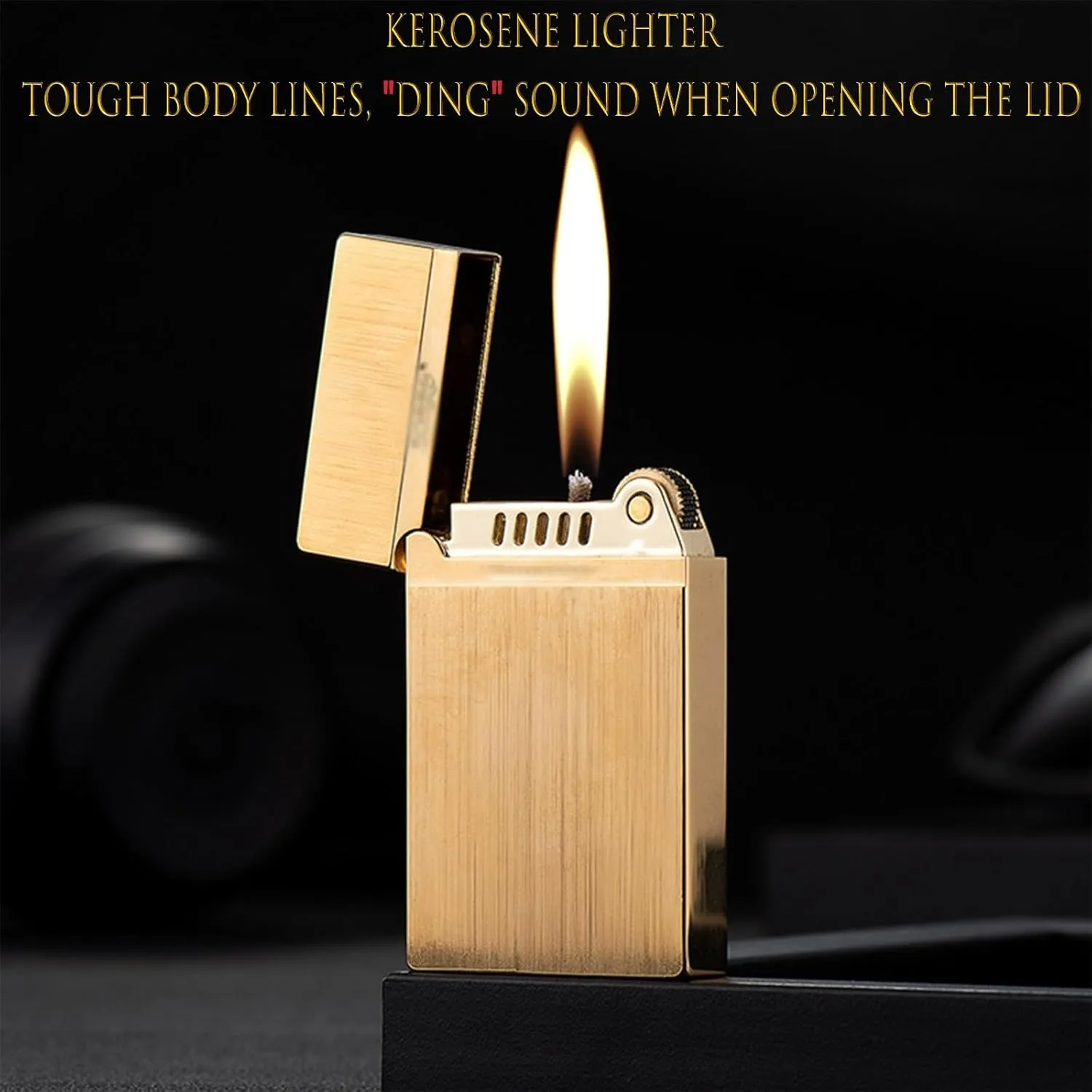Kerosene Lighter Brass lighters with Flint & Wick Replacement Parts, Universal Lighter Accessories(Silver)