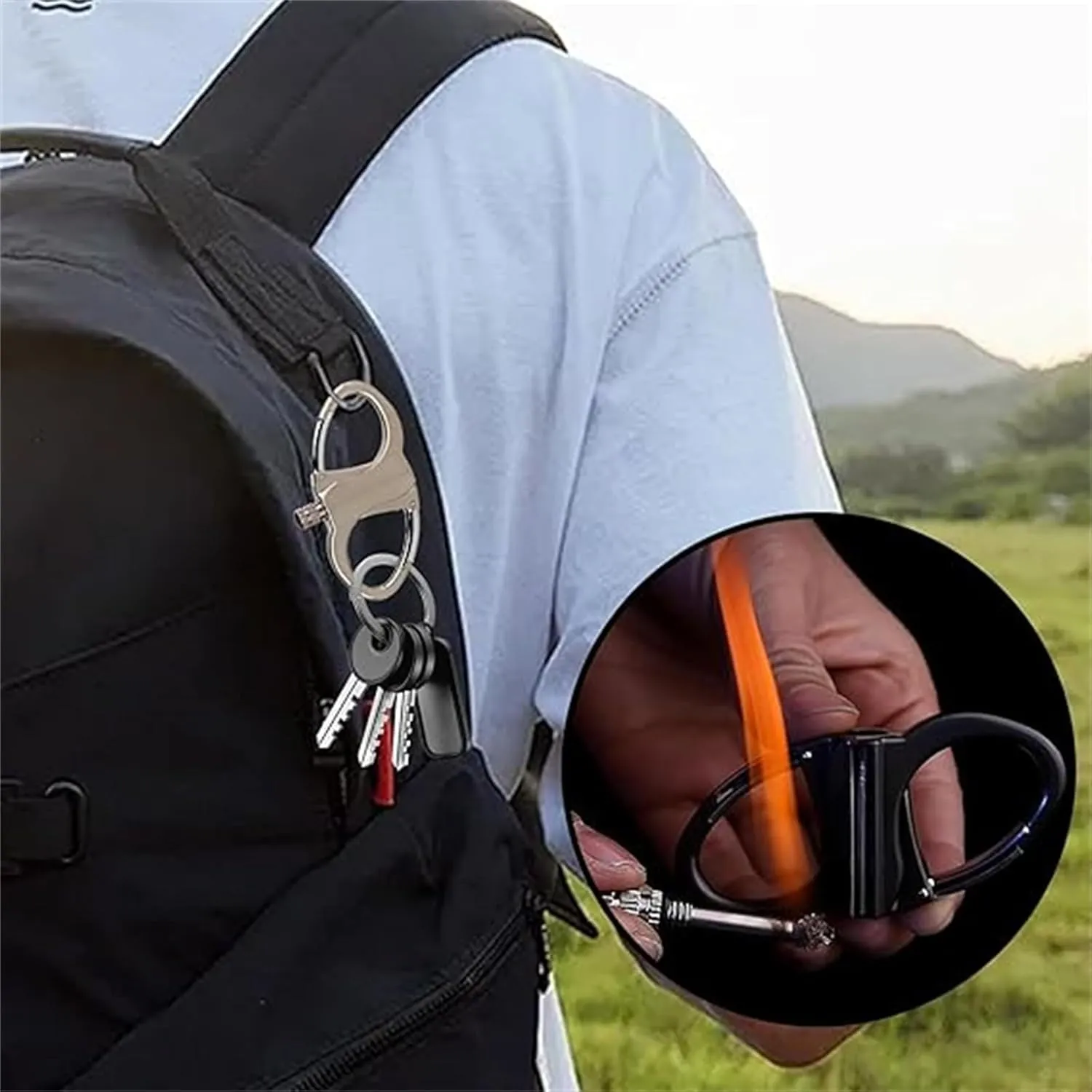 Keychain Lighte,Keychain Lighter Match,Portable Waterproof Flint Fire Starter Match, Mini Waterproof Lighters for Outdoor Car and Home (2pcs Silver)