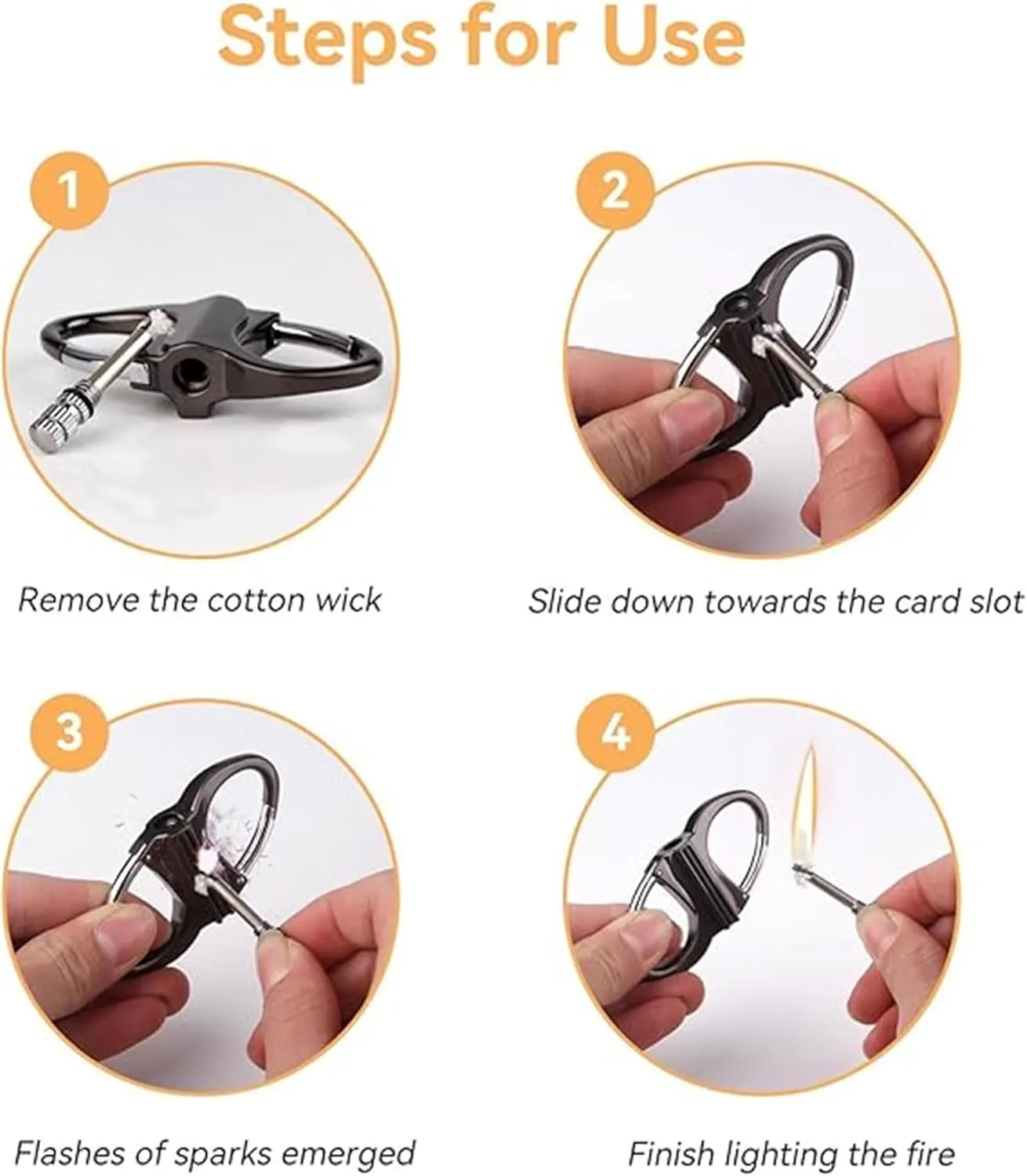 Keychain Lighte,Keychain Lighter Match,Portable Waterproof Flint Fire Starter Match, Mini Waterproof Lighters for Outdoor Car and Home (2pcs Silver)