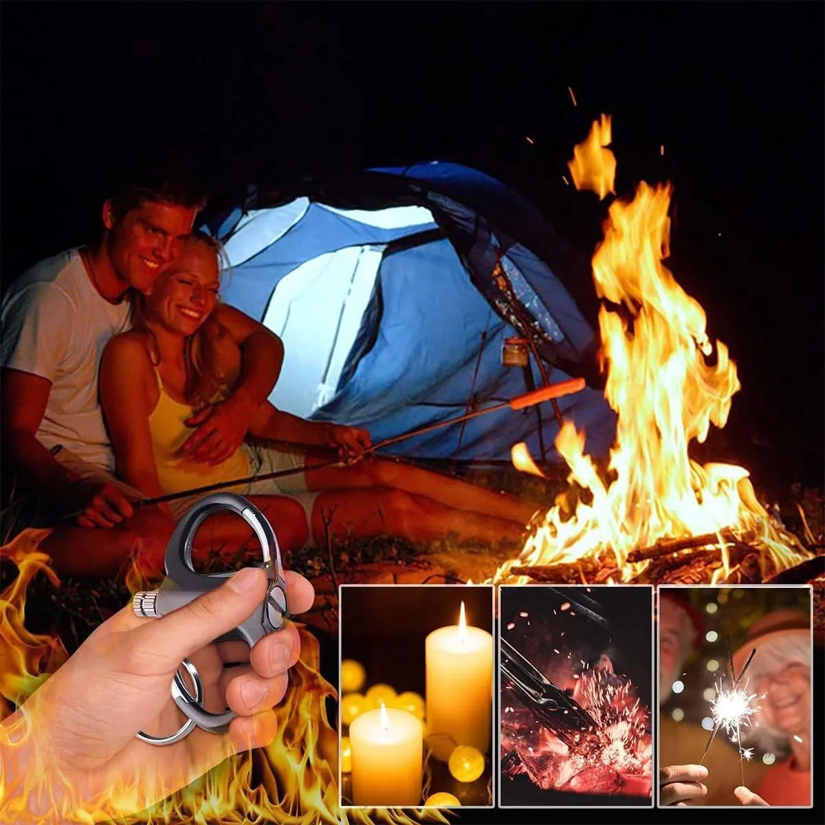 Keychain Lighter, Fire Starter Key Ring, Metal Keychains Lighter for Outdoor Car and Home, Lighters for Release