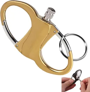 Keychain Lighter, Lighter Holder Key Chain, Metal Keychain Lighter,Small Outdoor Survival Fire Starter,Reusable Mechanical Emergency Lighter Tools Camping Gift for Men for Outdoor Car and Home(Gold)