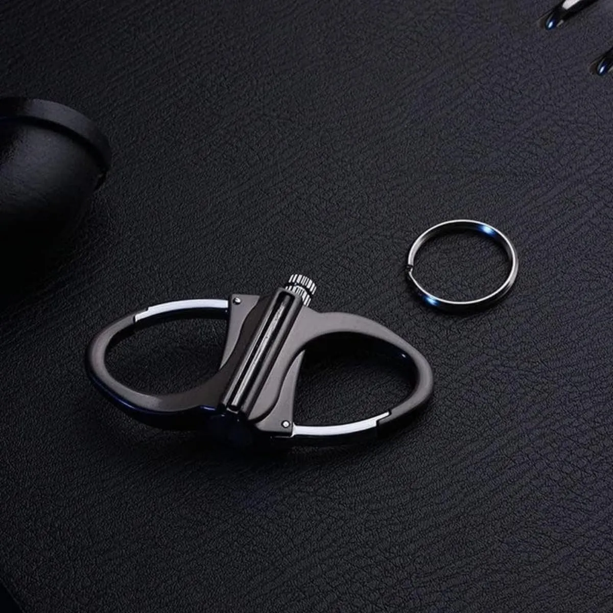Keychain Lighter Match Strike - 2025 New Metal Keychain Lighter, Key Chain Permanent Match Waterproof Fire Starter Key Ring for Outdoor Car and Home (Black Gold)