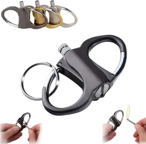 Keychain Lighter Match Strike - 2025 New Metal Keychain Lighter, Key Chain Permanent Match Waterproof Fire Starter Key Ring for Outdoor Car and Home (Black)