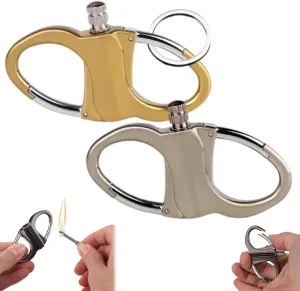 Keychain Lighter, Permanent Match Lighter, Forever Match Infinity Kerosene Refillable Lighters for Outdoor Camping Emergency Fire Starters Kit (Gold Silver)